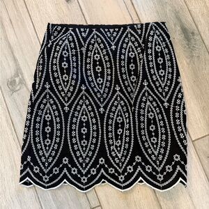 LOFT Embroidered Scalloped Skirt